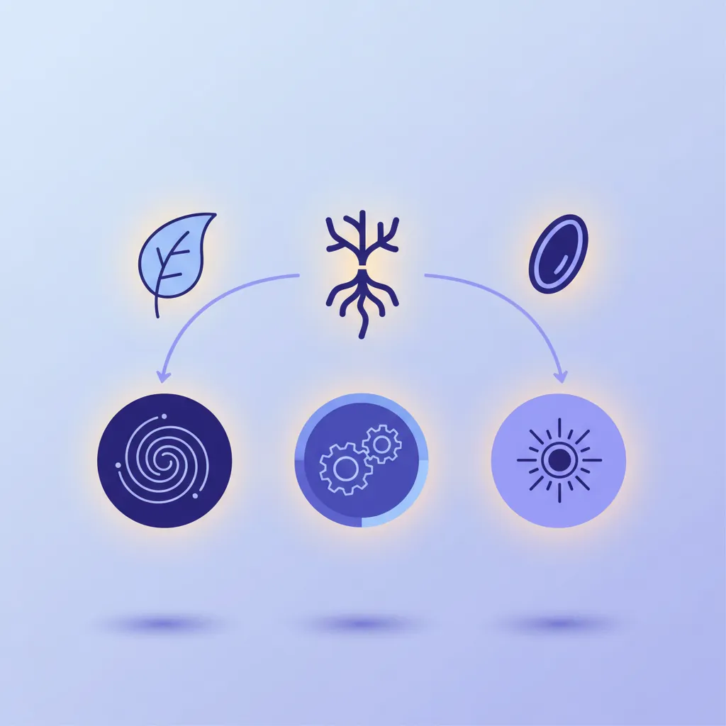 Infographic: drie botanische plantextracten verbonden aan energie, spijsvertering en vitaliteit