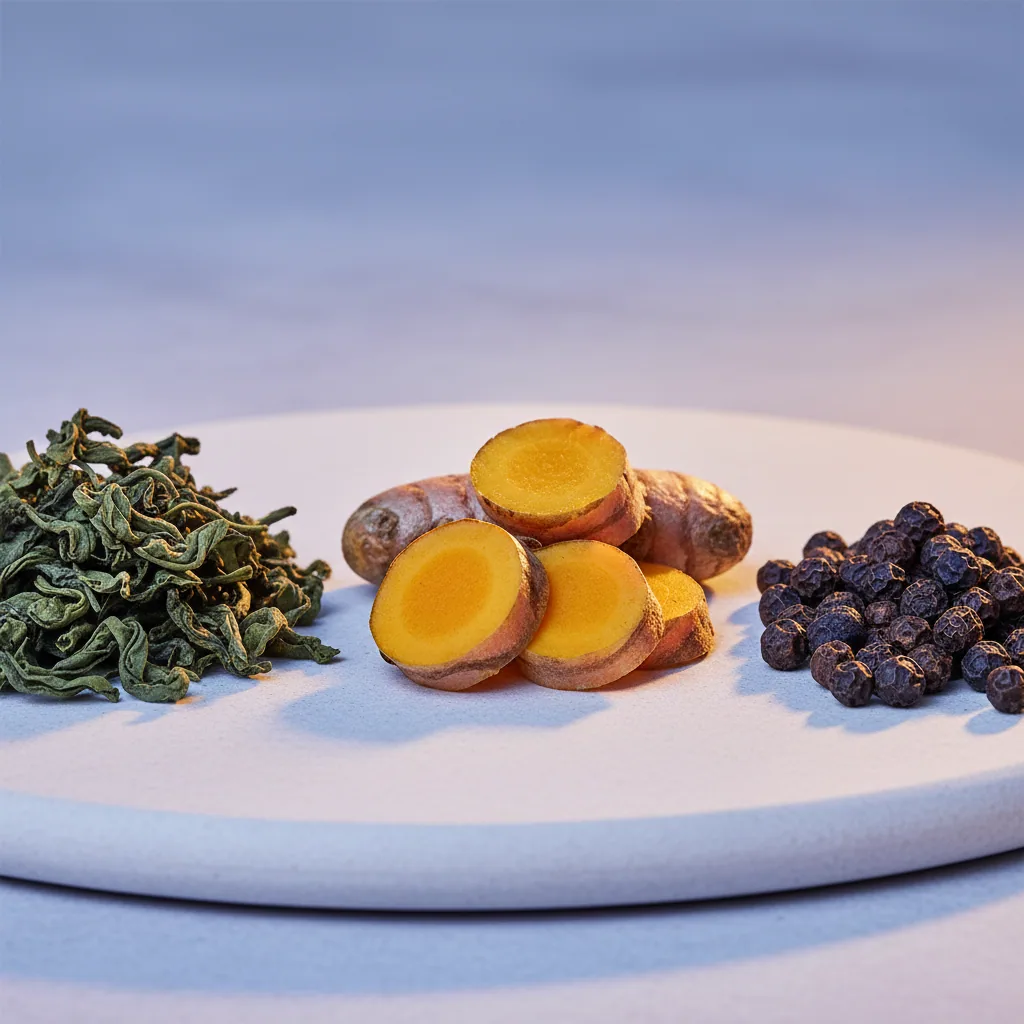 Plantextracten voor metabolisme ondersteunen - groene thee, kurkuma en zwarte peper