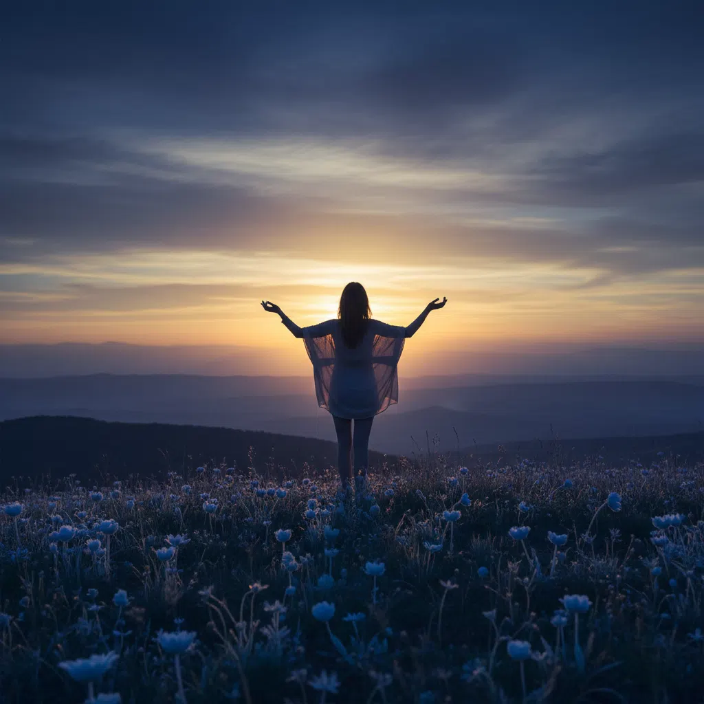 Anoniem silhouet van persoon bij zonsondergang - actieve leefstijl en dagelijkse routine met voedingssupplement